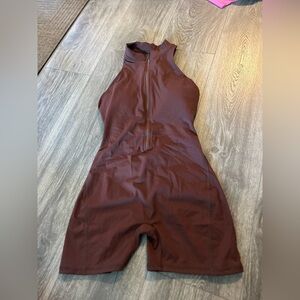 Brown Sleeveless Zip-Up Jumpsuit